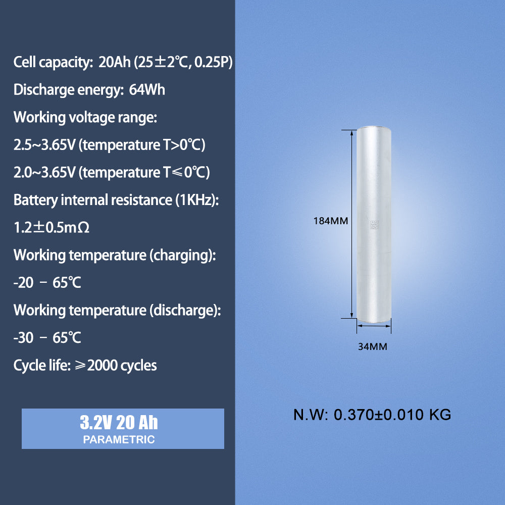 CATL 34184 Lifepo4 Cylindrical 3.2V 20Ah Cell Rechargeable Batteries 1-8PCS For DIY E-bike Scooter Boat Fishing Power Supply