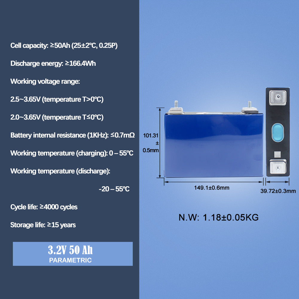 REPT Grade A 3.2V 50Ah Lifepo4 Rechargeable Battery  For DIY 12V 24V 36V 48V Battery Pack Energy Storega RV Boat Solar