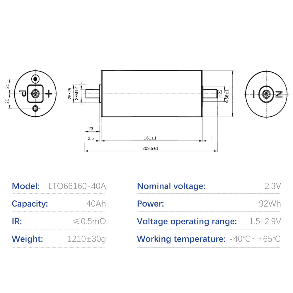 Yinlong 40Ah 66160  LTO 2.3V Battery Brand New Brand New Cylindrical Cells 6-24PCS For DIY Battery Pack,Car Audio battery