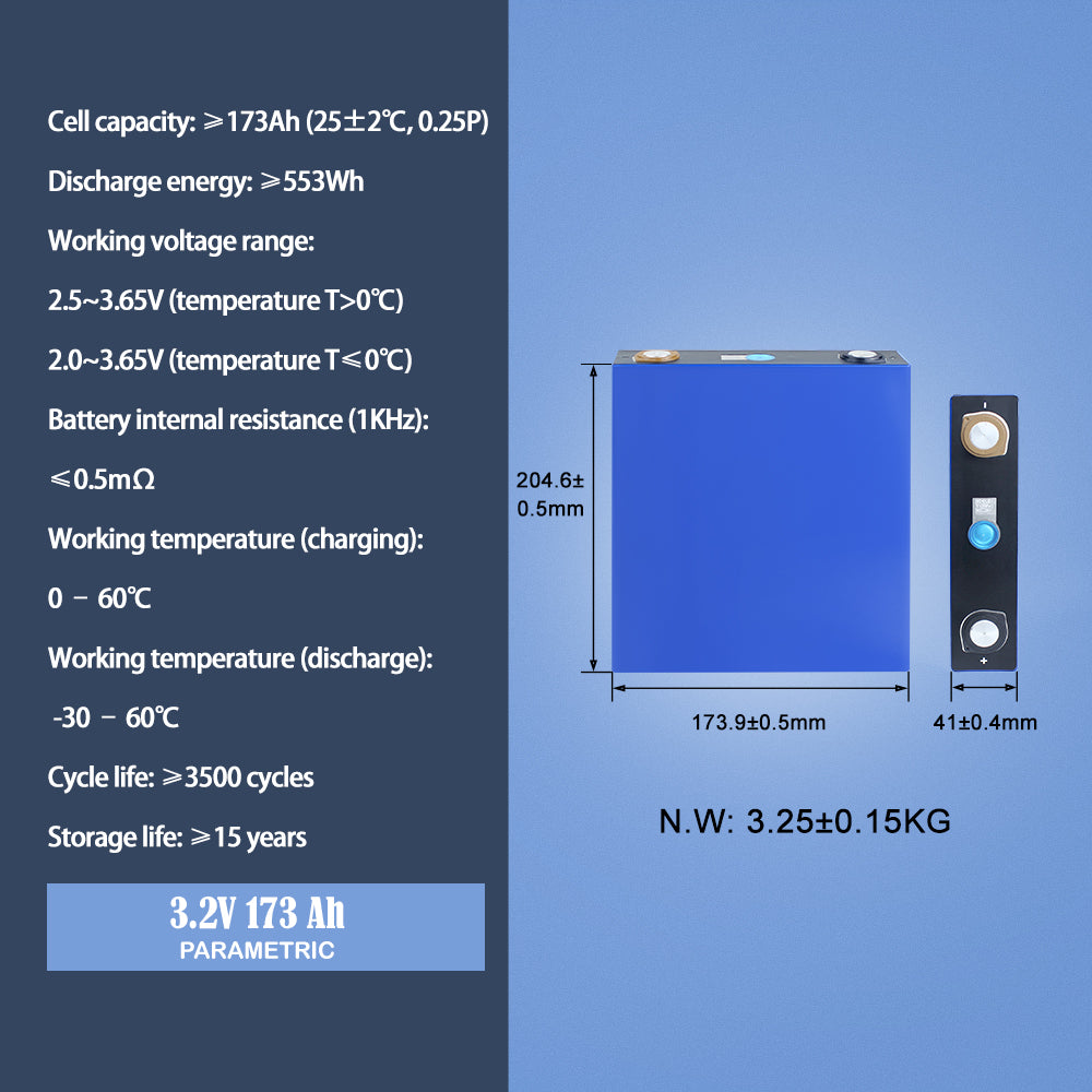 Lifepo4 EVE 3.2V 173Ah Grade A Battery Rechargeable Cells DIY Battery Pack For Solar Wind Energy Storage System