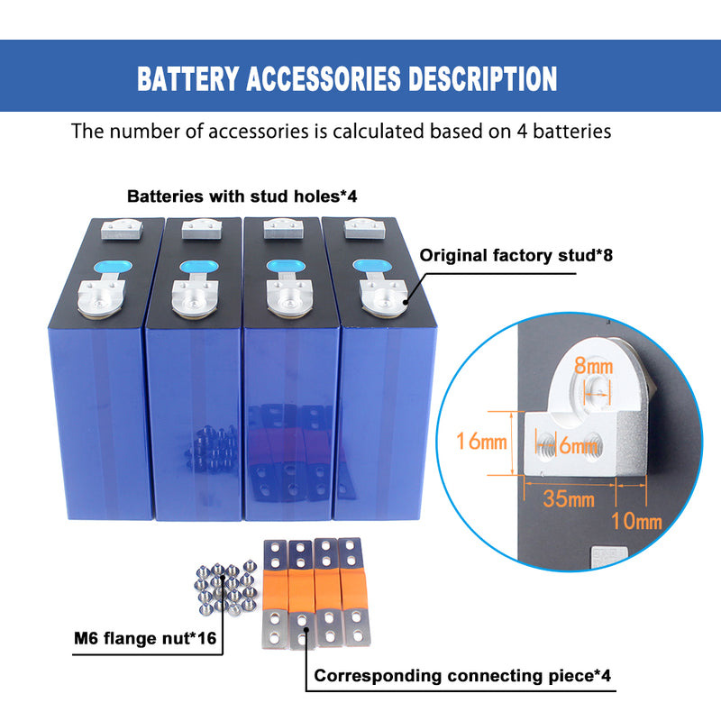 EVE LF304 Grade A LiFePO4 Cells 3.2V 304Ah Rechargeable Battery With Double Studs flexible bus-bar