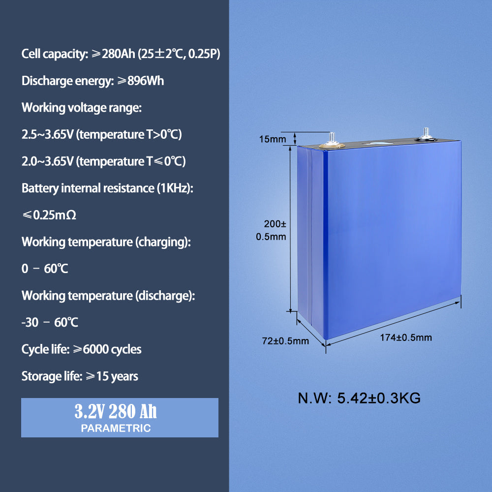 3-5 Days Fast Delivery Lifepo4 EVE LF280K V3 LFP 3.2V 280Ah Battery 8000+Cycle life Rechargeable Cell For DIY 12V 24V 48V Pack Solar Energy Storage