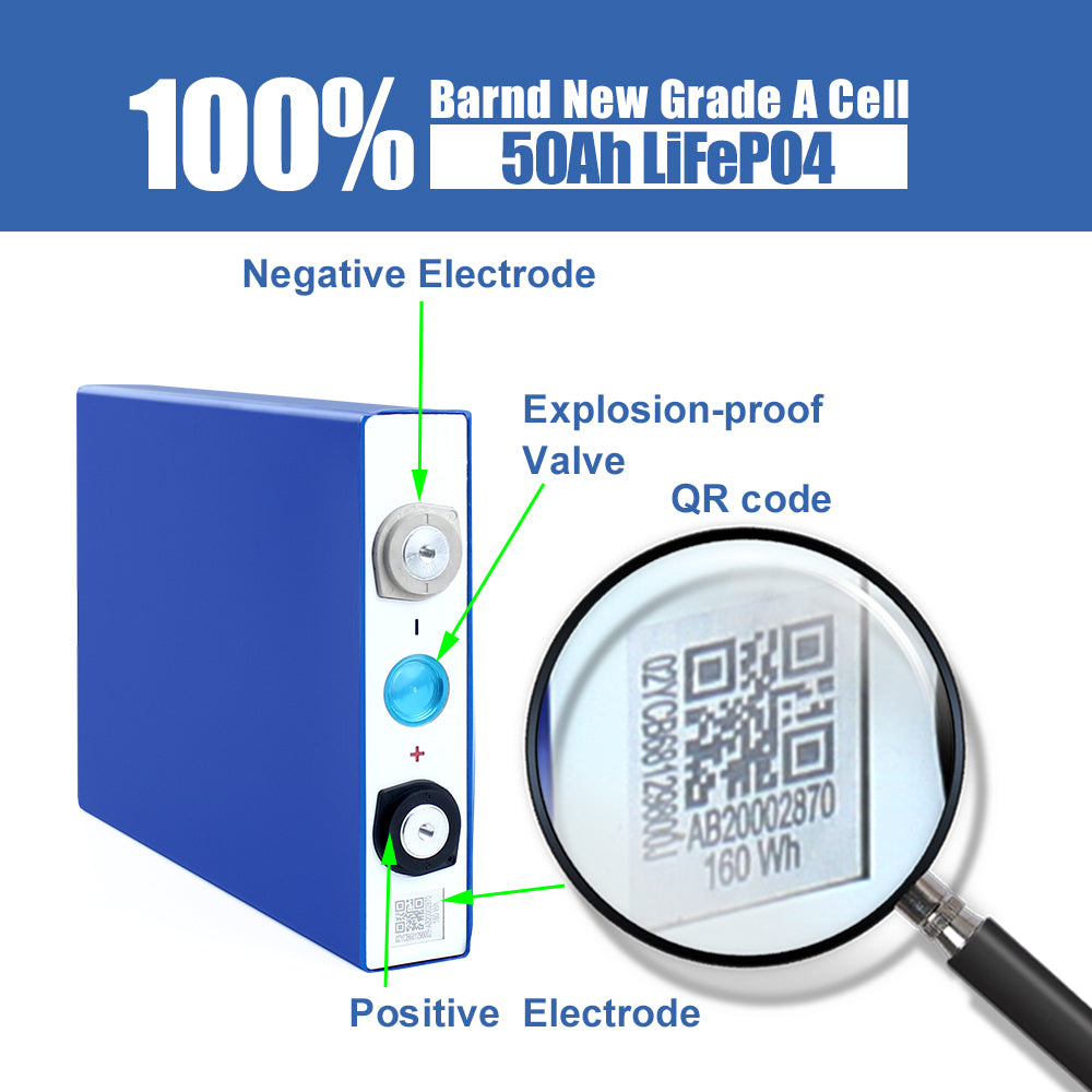 EVE LF50K Grade A LiFePO4 3.2V 50Ah BatteryRechargeable Cell For DIY 12V 24V 48V Pack Solar Energy Storage RV EV