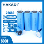 HAKADI LTO 2.4V 2500mAh 23680 Lithium Titanate Cell 15C Power Rechargeable Low Temperature Battery Cells 5000 Cycle Times
