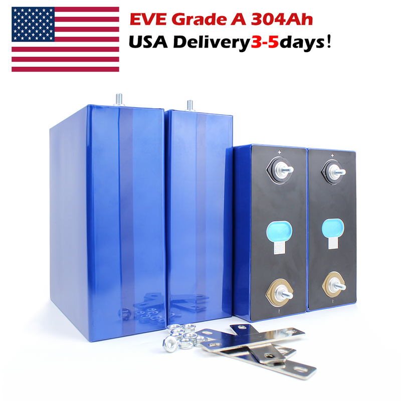 USA STOCK! Lifepo4 EVE 3.2V 304Ah Batteries Grade A Rechargeable Battery for DIY BAttery Pack Solar Energy Storage RV EV Power Supply