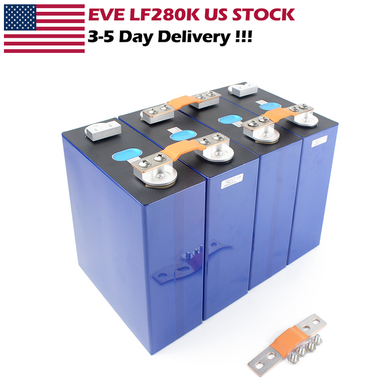 USA STOCK ! Grade A Lifepo4 EVE LF280K 3.2V 280Ah Battery LFP Brand New Cells For Energy storage DIY 12V 24V 48V 72V Battery Pack RV