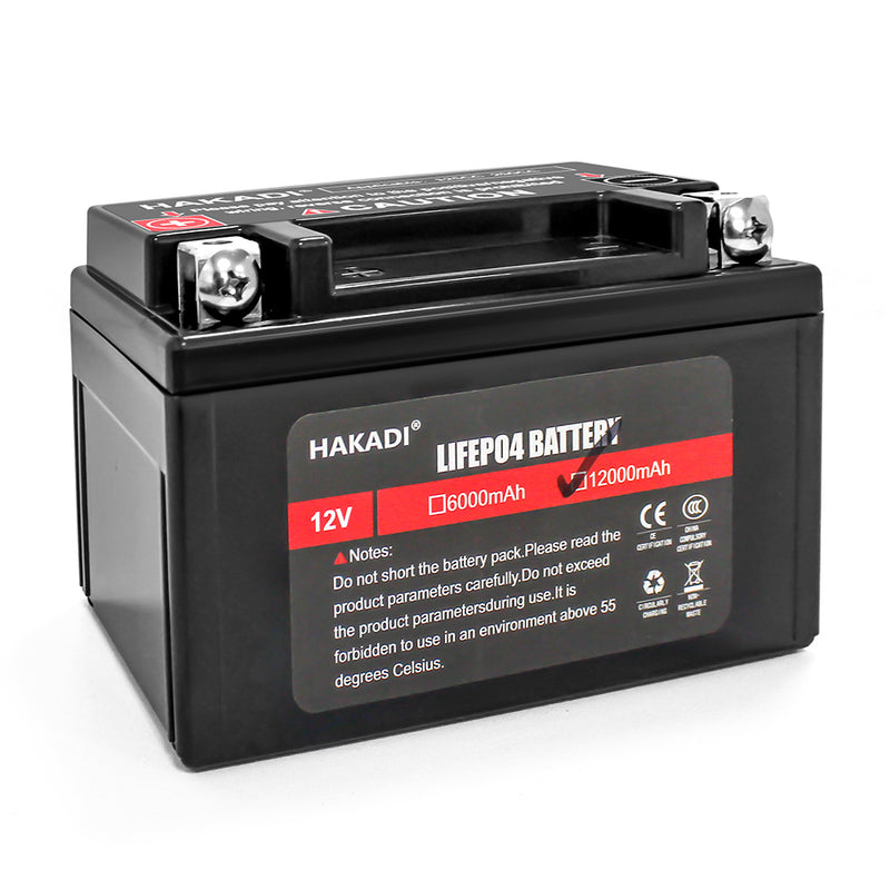 HAKADI Jump Starter 12V 12Ah Deep Cycle Lifepo4 12.8V Rechargeable Battery Pack For Motorcycle Starter Long Cycle Life