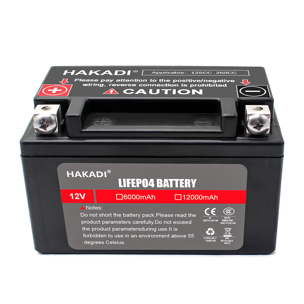 HAKADI Jump Starter 12V 12Ah Deep Cycle Lifepo4 12.8V Rechargeable Battery Pack For Motorcycle Starter Long Cycle Life