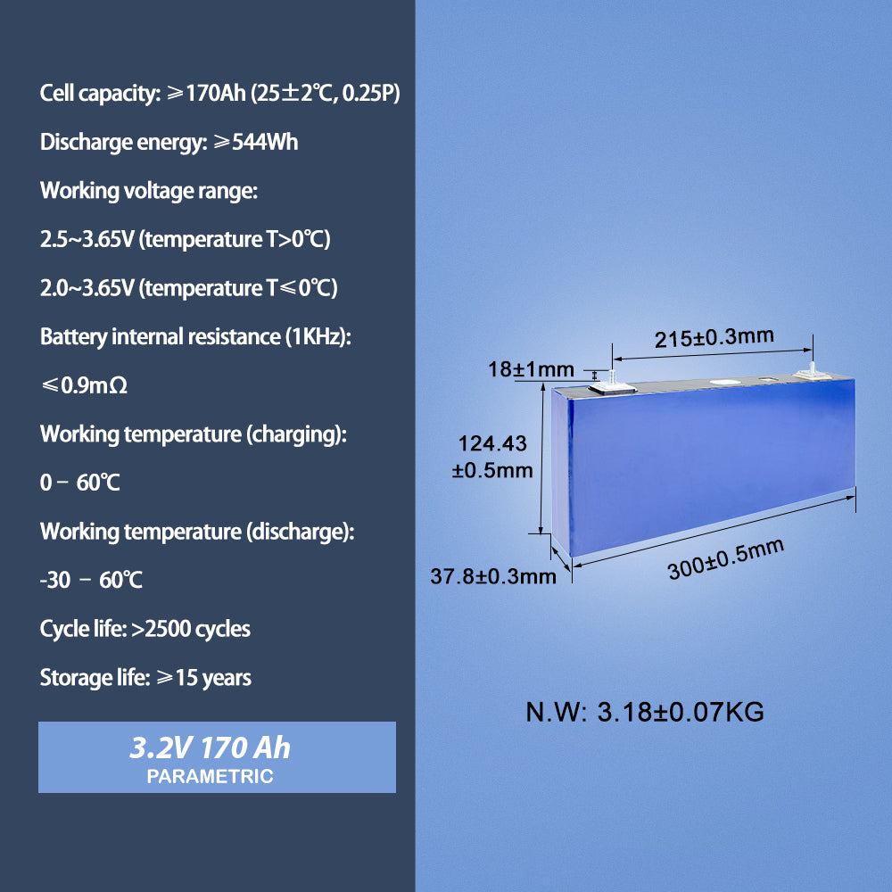 CALB  170Ah LiFePO4 3.2V Battery Cell Rechargeable for Solar Energy Storage Pack RV EV Marine Power