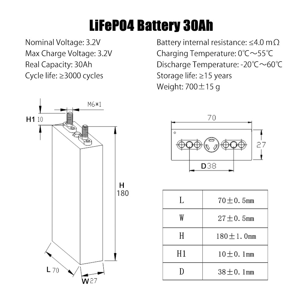 Topband  3.2V 30Ah Rechargeable Lifepo4 Prismatic Battery Long Cycle Life For DIY 12V 24V 48V Battery Pack Solar System Boat Power Supply